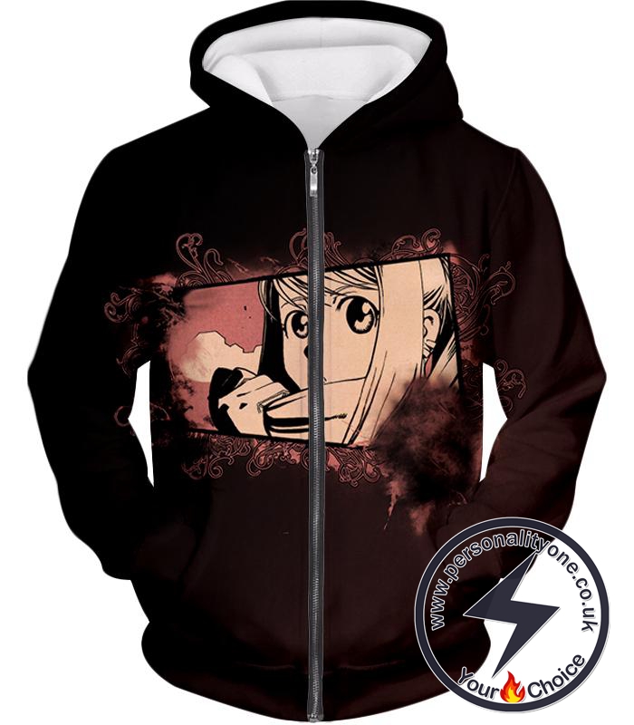 Fullmetal Alchemist Automail Geek Winry Rockbell Cool Promo Black Zip Up Hoodie